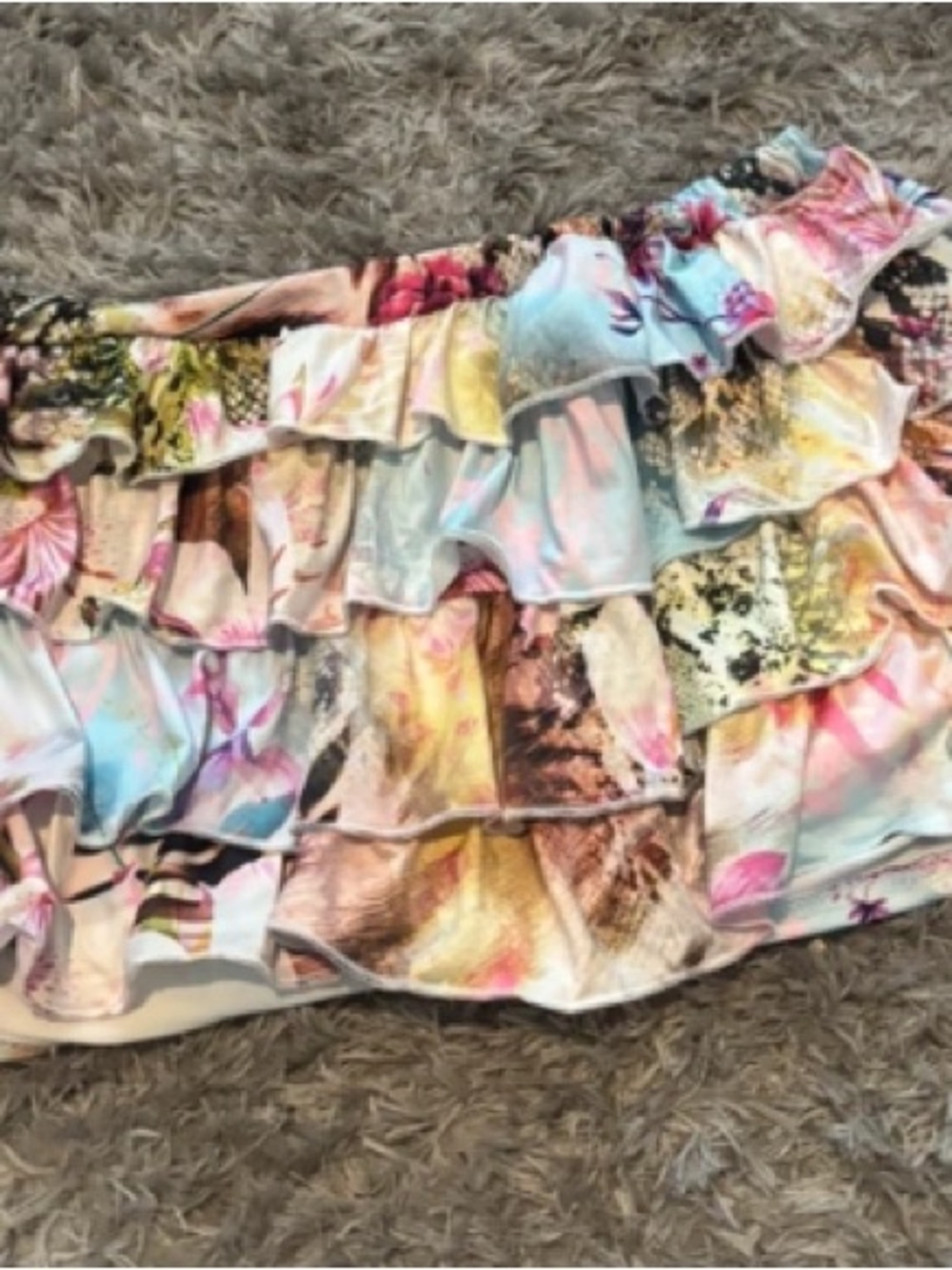EGO Multicolor Pastel Ruffle Tiered Mini Skirt